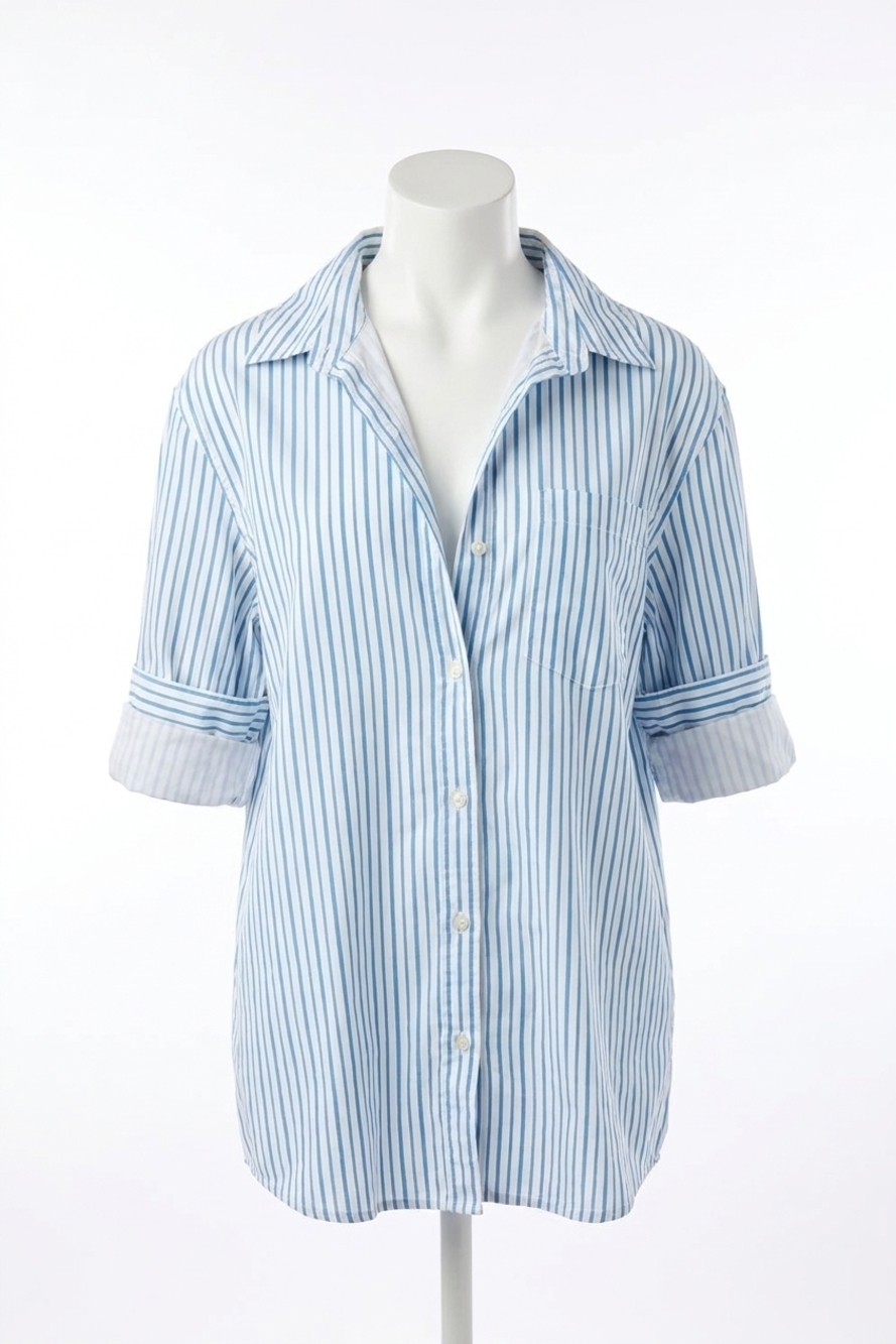 NEW PERFECTWHITETEE avalon poplin button down shirt in pacific stripe
